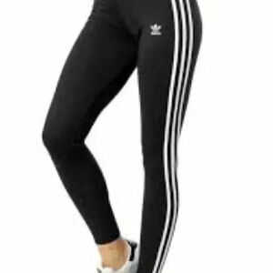 NWT Adidas 3 stripes casual yoga stretch streetwear mid rise leggings tights M